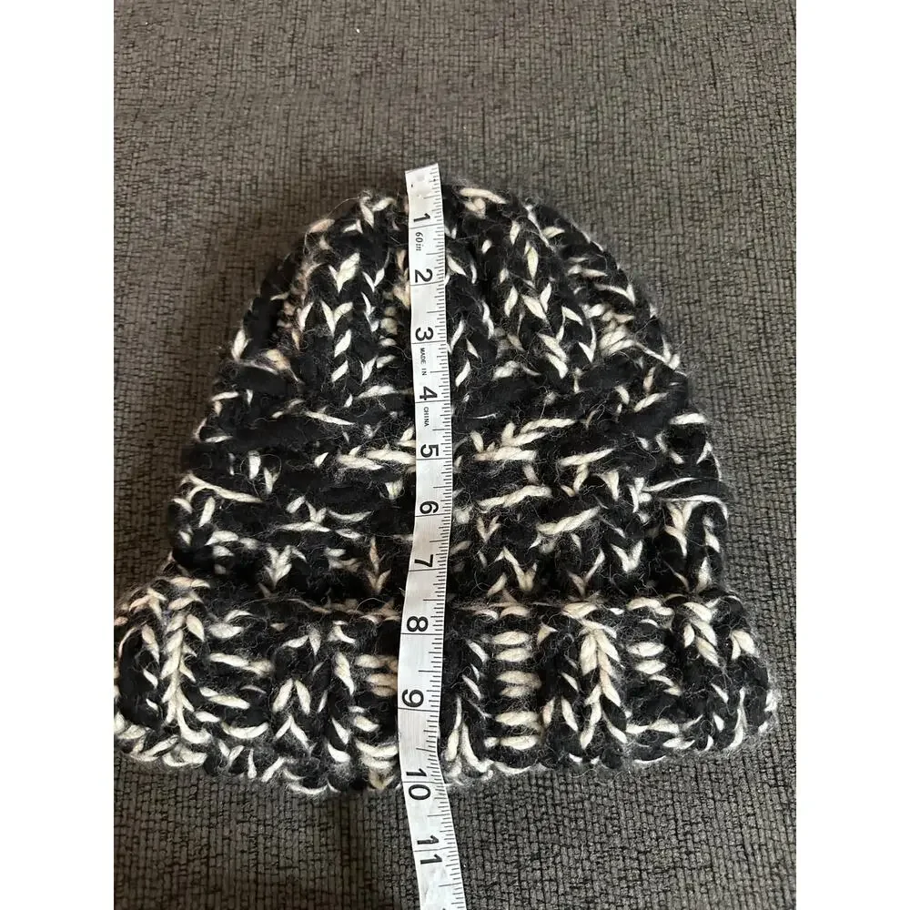 Eugenia Kim Chunky Knit Wool Baby Alpaca Beanie Black Ivory One Size